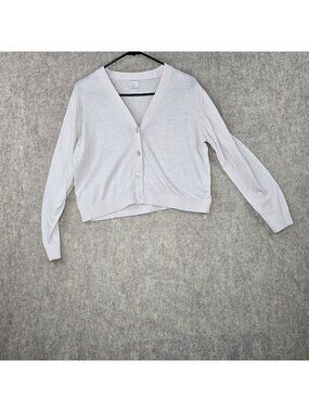 A New Day Women's Button Down Cream Cardigan Lightweight Knit Cropped Size M